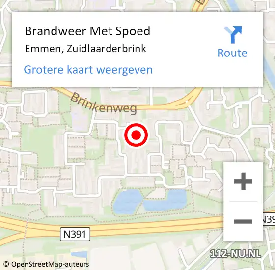 Locatie op kaart van de 112 melding: Brandweer Met Spoed Naar Emmen, Zuidlaarderbrink op 3 juni 2017 02:25