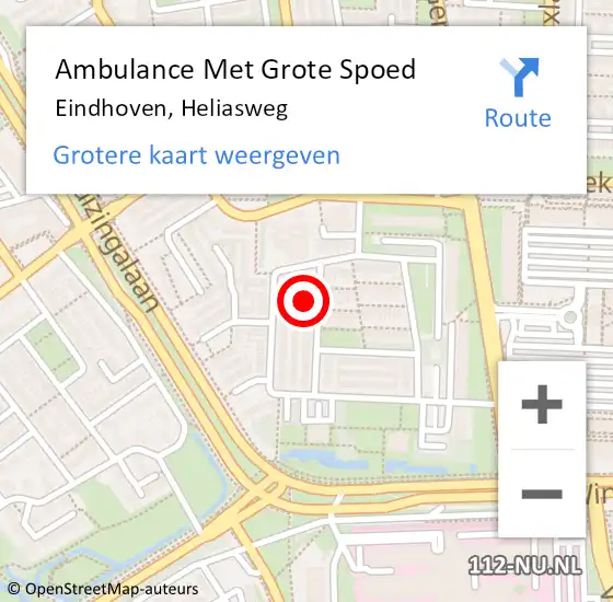 Locatie op kaart van de 112 melding: Ambulance Met Grote Spoed Naar Eindhoven, Heliasweg op 3 juni 2017 03:00