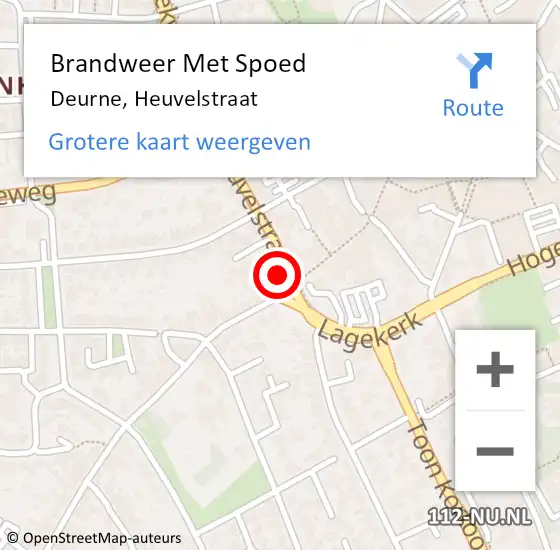 Locatie op kaart van de 112 melding: Brandweer Met Spoed Naar Deurne, Heuvelstraat op 3 juni 2017 03:37