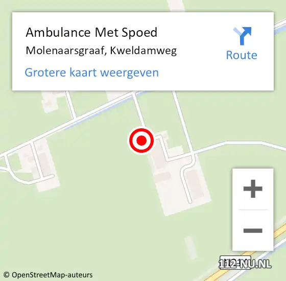 Locatie op kaart van de 112 melding: Ambulance Met Spoed Naar Molenaarsgraaf, Kweldamweg op 3 juni 2017 04:02