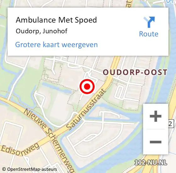 Locatie op kaart van de 112 melding: Ambulance Met Spoed Naar Oudorp, Junohof op 22 januari 2014 15:44