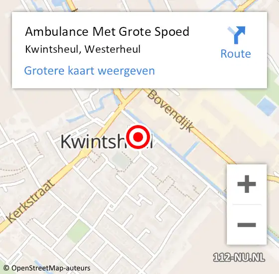 Locatie op kaart van de 112 melding: Ambulance Met Grote Spoed Naar Kwintsheul, Westerheul op 3 juni 2017 05:12