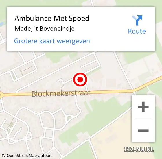 Locatie op kaart van de 112 melding: Ambulance Met Spoed Naar Made, 't Boveneindje op 3 juni 2017 07:06