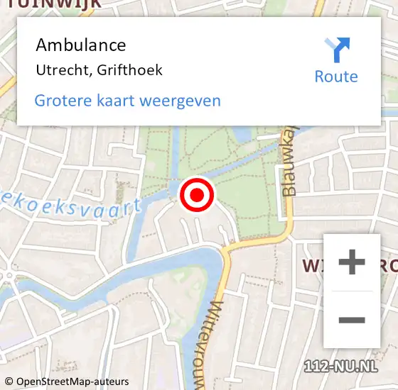 Locatie op kaart van de 112 melding: Ambulance Utrecht, Grifthoek op 3 juni 2017 08:27