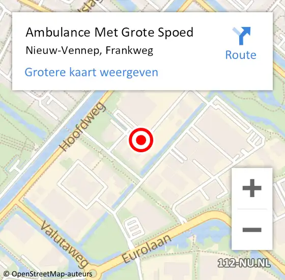 Locatie op kaart van de 112 melding: Ambulance Met Grote Spoed Naar Nieuw-Vennep, Frankweg op 3 juni 2017 08:34