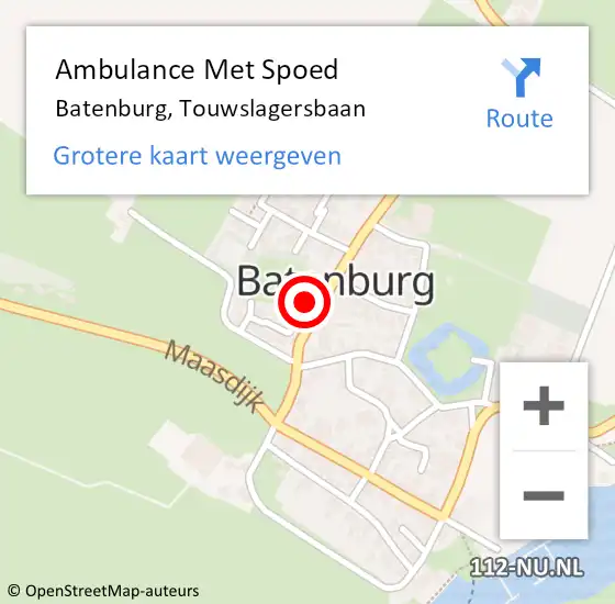 Locatie op kaart van de 112 melding: Ambulance Met Spoed Naar Batenburg, Touwslagersbaan op 3 juni 2017 08:43