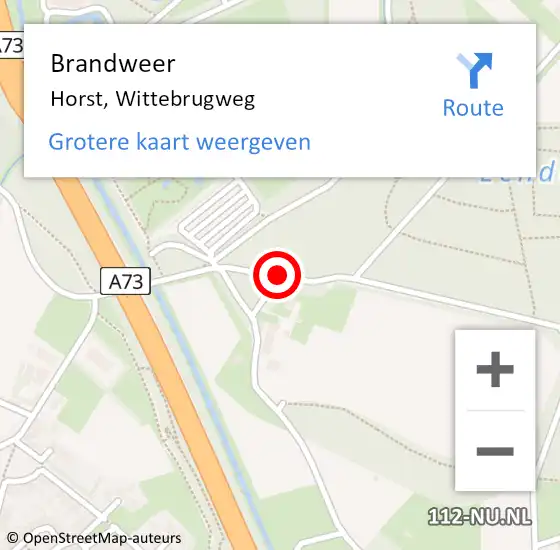 Locatie op kaart van de 112 melding: Brandweer Horst, Wittebrugweg op 3 juni 2017 08:52