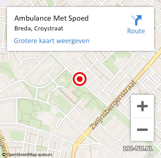 Locatie op kaart van de 112 melding: Ambulance Met Spoed Naar Breda, Croystraat op 3 juni 2017 09:03