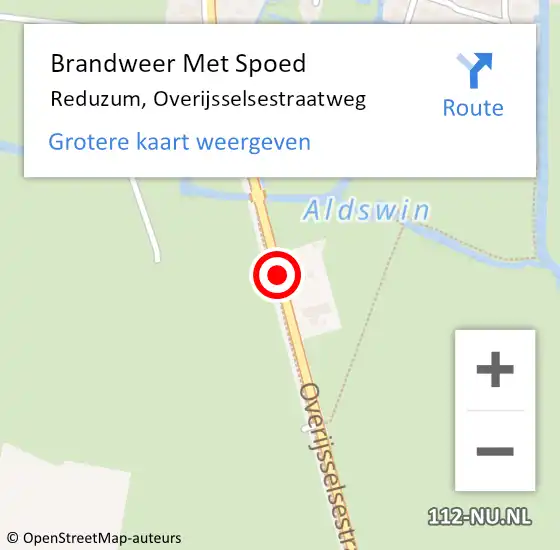 Locatie op kaart van de 112 melding: Brandweer Met Spoed Naar Reduzum, Overijsselsestraatweg op 3 juni 2017 09:07