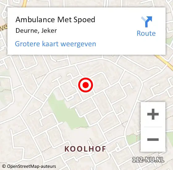 Locatie op kaart van de 112 melding: Ambulance Met Spoed Naar Deurne, Jeker op 3 juni 2017 09:15