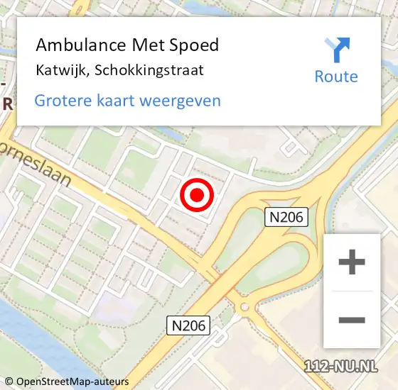 Locatie op kaart van de 112 melding: Ambulance Met Spoed Naar Katwijk, Schokkingstraat op 3 juni 2017 09:51