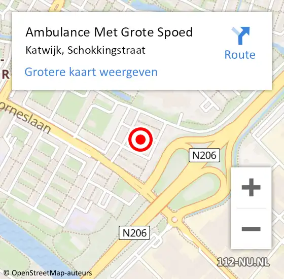 Locatie op kaart van de 112 melding: Ambulance Met Grote Spoed Naar Katwijk, Schokkingstraat op 3 juni 2017 09:53