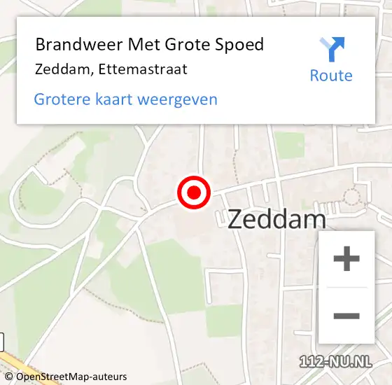 Locatie op kaart van de 112 melding: Brandweer Met Grote Spoed Naar Zeddam, Ettemastraat op 3 juni 2017 10:11