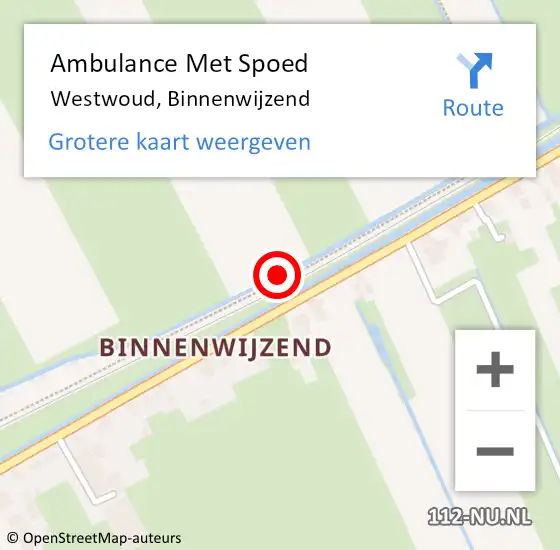 Locatie op kaart van de 112 melding: Ambulance Met Spoed Naar Westwoud, Binnenwijzend op 3 juni 2017 10:36