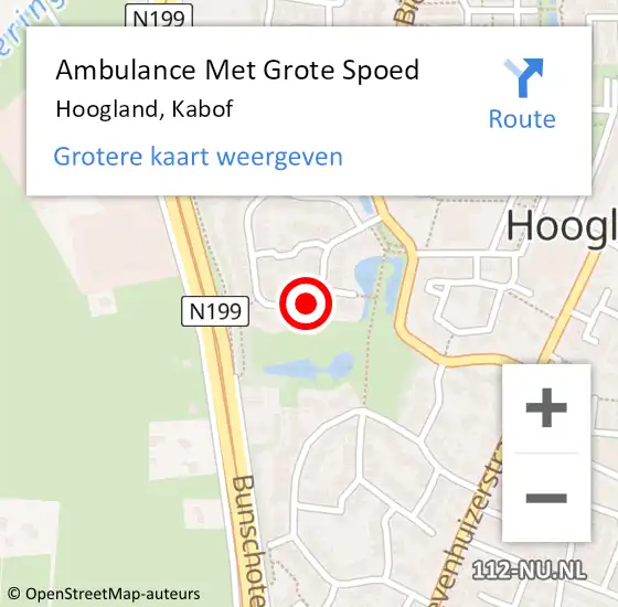 Locatie op kaart van de 112 melding: Ambulance Met Grote Spoed Naar Hoogland, Kabof op 3 juni 2017 10:50