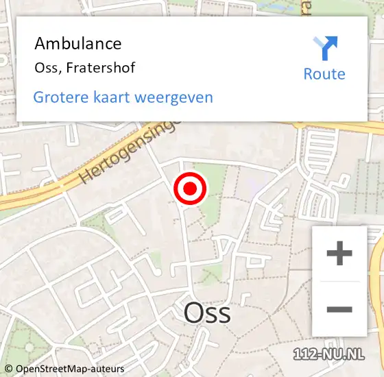 Locatie op kaart van de 112 melding: Ambulance Oss, Fratershof op 3 juni 2017 11:32