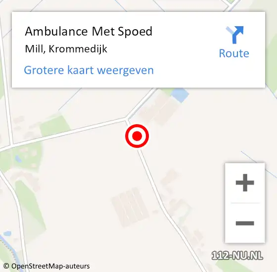 Locatie op kaart van de 112 melding: Ambulance Met Spoed Naar Mill, Krommedijk op 3 juni 2017 11:36