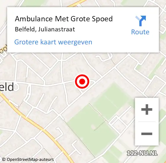 Locatie op kaart van de 112 melding: Ambulance Met Grote Spoed Naar Belfeld, Julianastraat op 3 juni 2017 11:49