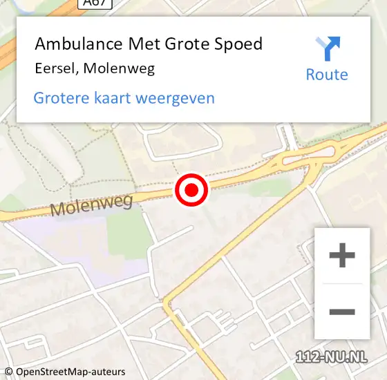 Locatie op kaart van de 112 melding: Ambulance Met Grote Spoed Naar Eersel, Molenweg op 3 juni 2017 11:49