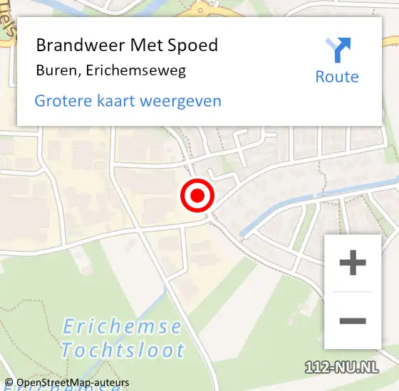 Locatie op kaart van de 112 melding: Brandweer Met Spoed Naar Buren, Erichemseweg op 3 juni 2017 12:22