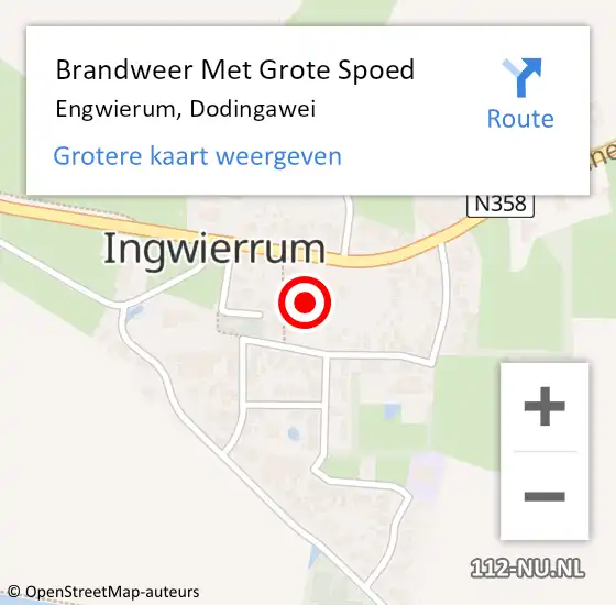 Locatie op kaart van de 112 melding: Brandweer Met Grote Spoed Naar Engwierum, Dodingawei op 3 juni 2017 12:25