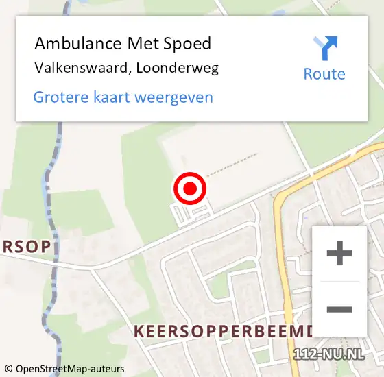 Locatie op kaart van de 112 melding: Ambulance Met Spoed Naar Valkenswaard, Loonderweg op 3 juni 2017 13:57