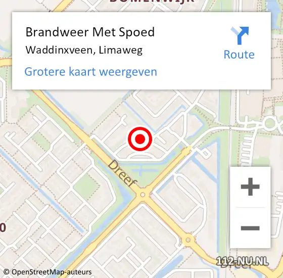 Locatie op kaart van de 112 melding: Brandweer Met Spoed Naar Waddinxveen, Limaweg op 3 juni 2017 14:20