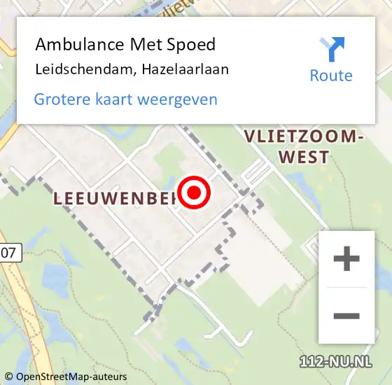 Locatie op kaart van de 112 melding: Ambulance Met Spoed Naar Leidschendam, Hazelaarlaan op 3 juni 2017 14:30