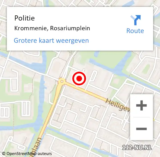 Locatie op kaart van de 112 melding: Politie Krommenie, Rosariumplein op 3 juni 2017 15:01