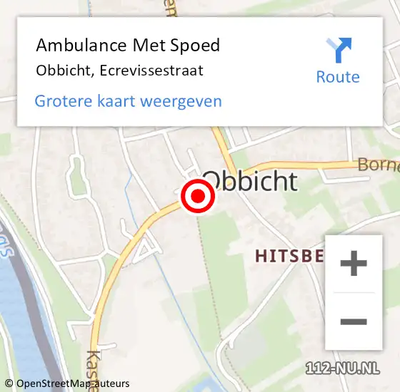 Locatie op kaart van de 112 melding: Ambulance Met Spoed Naar Obbicht, Ecrevissestraat op 22 januari 2014 16:22