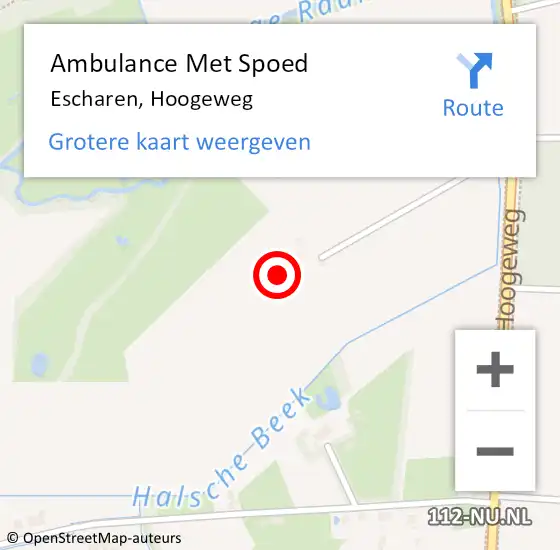 Locatie op kaart van de 112 melding: Ambulance Met Spoed Naar Escharen, Hoogeweg op 22 januari 2014 16:23