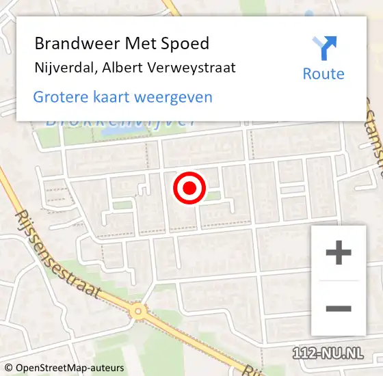 Locatie op kaart van de 112 melding: Brandweer Met Spoed Naar Nijverdal, Albert Verweystraat op 3 juni 2017 15:51