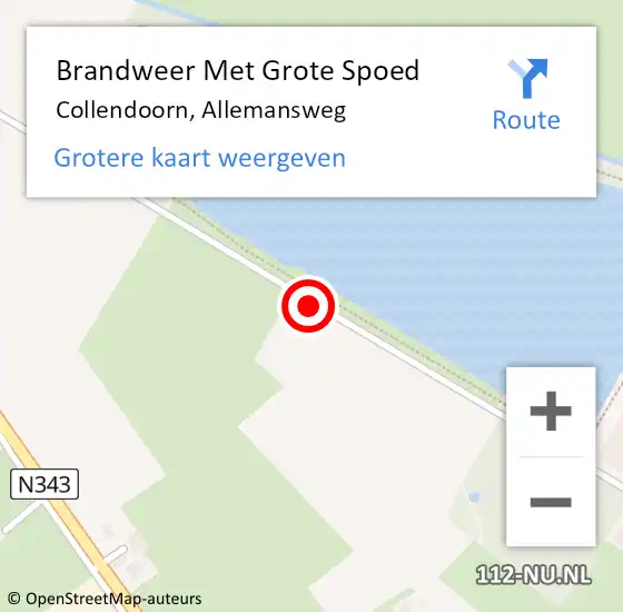 Locatie op kaart van de 112 melding: Brandweer Met Grote Spoed Naar Collendoorn, Allemansweg op 3 juni 2017 16:09