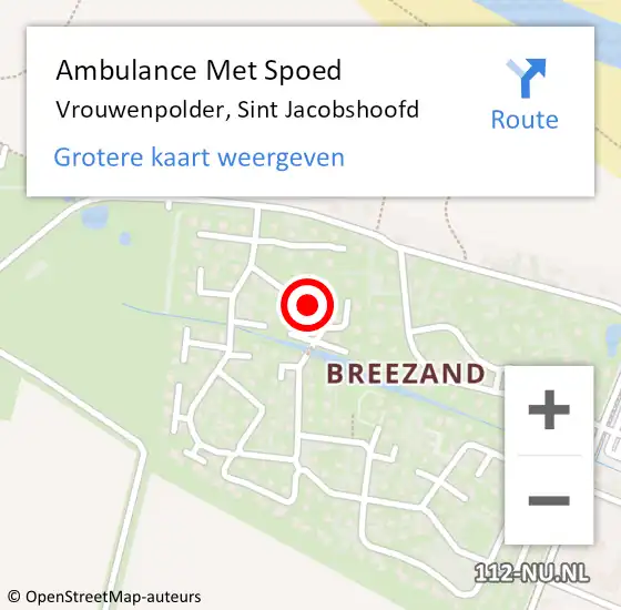 Locatie op kaart van de 112 melding: Ambulance Met Spoed Naar Vrouwenpolder, Sint Jacobshoofd op 3 juni 2017 17:15