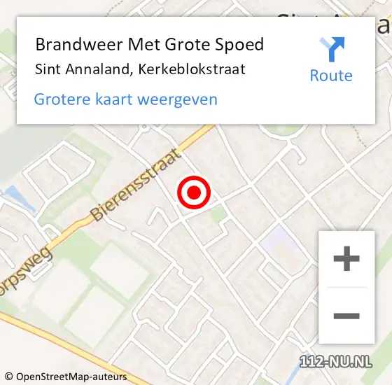 Locatie op kaart van de 112 melding: Brandweer Met Grote Spoed Naar Sint Annaland, Kerkeblokstraat op 22 januari 2014 16:42