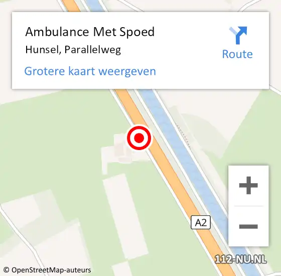 Locatie op kaart van de 112 melding: Ambulance Met Spoed Naar Hunsel, Parallelweg op 3 juni 2017 18:08