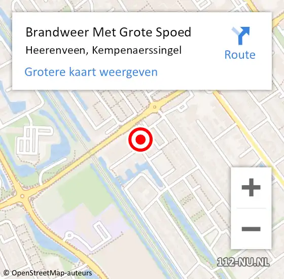 Locatie op kaart van de 112 melding: Brandweer Met Grote Spoed Naar Heerenveen, Kempenaerssingel op 3 juni 2017 18:18