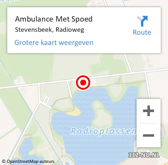 Locatie op kaart van de 112 melding: Ambulance Met Spoed Naar Stevensbeek, Radioweg op 3 juni 2017 18:22