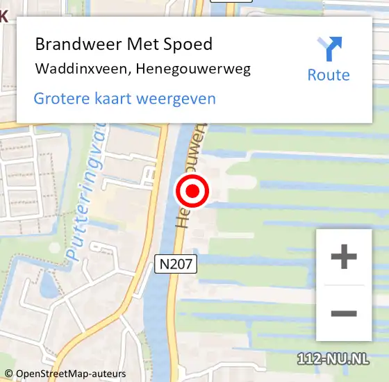 Locatie op kaart van de 112 melding: Brandweer Met Spoed Naar Waddinxveen, Henegouwerweg op 3 juni 2017 18:24