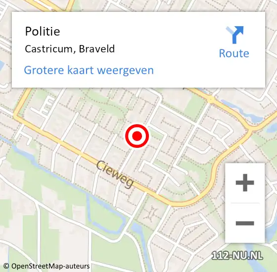 Locatie op kaart van de 112 melding: Politie Castricum, Braveld op 3 juni 2017 18:26