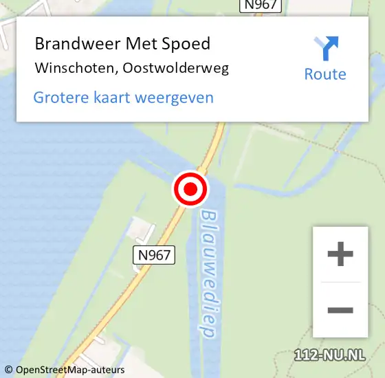 Locatie op kaart van de 112 melding: Brandweer Met Spoed Naar Winschoten, Oostwolderweg op 3 juni 2017 18:31