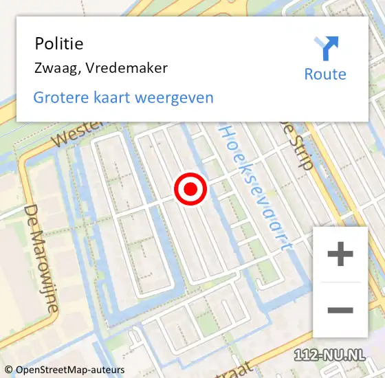 Locatie op kaart van de 112 melding: Politie Zwaag, Vredemaker op 3 juni 2017 18:35