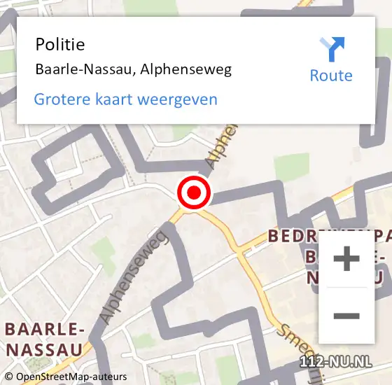 Locatie op kaart van de 112 melding: Politie Baarle-Nassau, Alphenseweg op 22 januari 2014 16:52