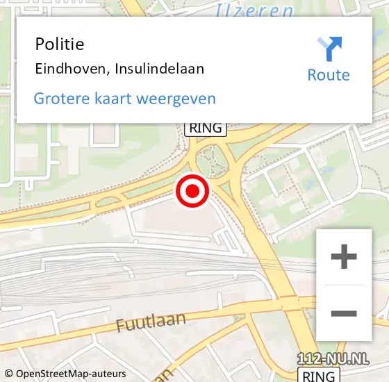 Locatie op kaart van de 112 melding: Politie Eindhoven, Insulindelaan op 3 juni 2017 19:18