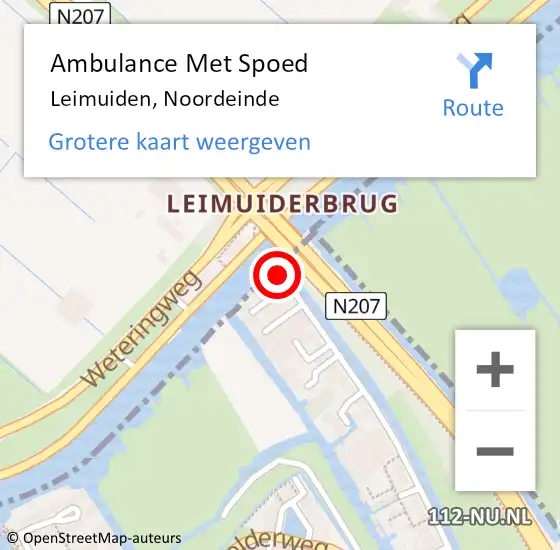 Locatie op kaart van de 112 melding: Ambulance Met Spoed Naar Leimuiden, Noordeinde op 3 juni 2017 19:49