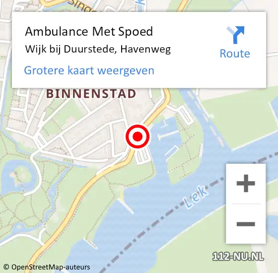 Locatie op kaart van de 112 melding: Ambulance Met Spoed Naar Wijk bij Duurstede, Havenweg op 3 juni 2017 19:49