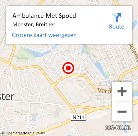 Locatie op kaart van de 112 melding: Ambulance Met Spoed Naar Monster, Breitner op 3 juni 2017 20:02