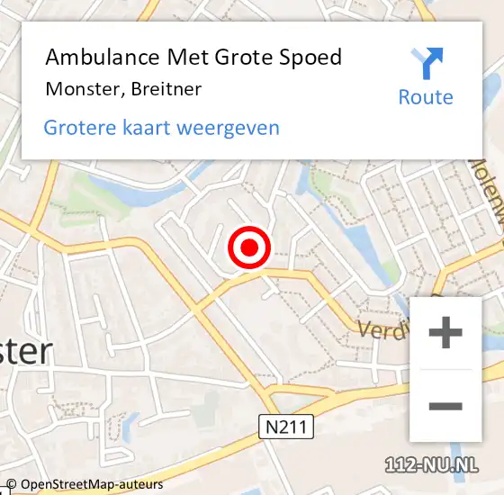 Locatie op kaart van de 112 melding: Ambulance Met Grote Spoed Naar Monster, Breitner op 3 juni 2017 20:03