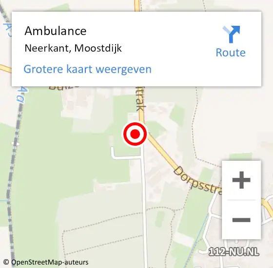 Locatie op kaart van de 112 melding: Ambulance Neerkant, Moostdijk op 3 juni 2017 20:20