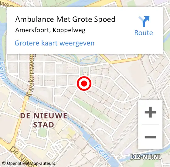 Locatie op kaart van de 112 melding: Ambulance Met Grote Spoed Naar Amersfoort, Koppelweg op 3 juni 2017 20:32